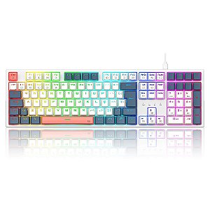 Teclado Mecânico Redragon Trundle RGB ABNT2 Branco e Azul Switch Marrom