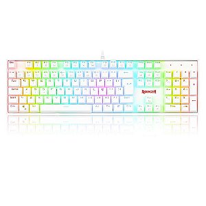 Teclado Mecânico Redragon Mitra Rgb Branco Switch Azul Abnt2