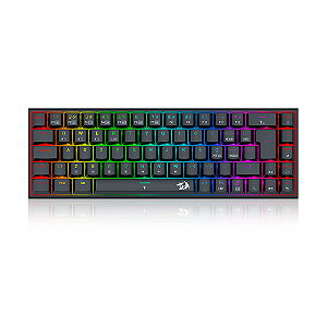 Teclado Mecânico Gamer Redragon Ryze Pro Sem Fio RGB Switch Brown Preto