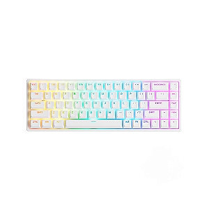 Teclado Mecânico Gamer Akko Shine Through Branco 65% 3068s V2 Switch Jelly Pink Rosa