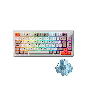 Teclado Mecânico Gamer Akko Steam Engine 5075s Branco Switch Cream Blue Azul Abnt2
