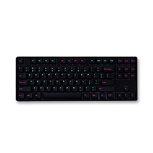 Teclado Mecânico Akko 5087S QMK Via Midnight Preto Rosa e Azul Switch Gateron Pink
