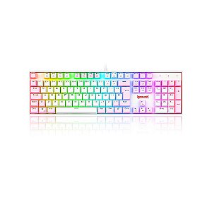 Teclado Gamer Redragon Mitra Branco Rosa Rgb Switch Azul Pt