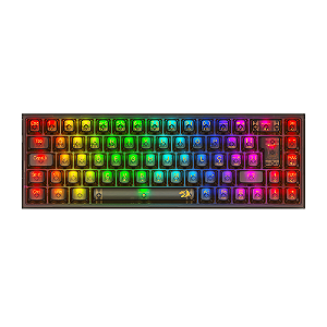 Teclado Gamer Redragon Castor Pro RGB Sem Fio Clear Black Switch Crystal