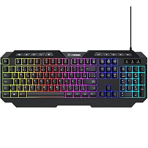 Teclado Gamer Multimidia Fortrek Shortcut Rainbow Preto