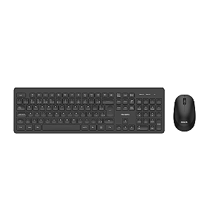 Teclado e Mouse Sem Fio Philips Wireless ABNT2 Perfil Baixo Preto - SPT6308B/FG