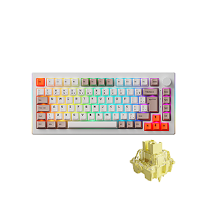 Teclado Akko Steam Engine 5075s Branco Switch Cream Yellow Abnt2