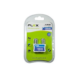 Pilha Recarregavel AAA 1300mAh FX-AAA13B2 (Com 2 Pilhas) Flex Gold