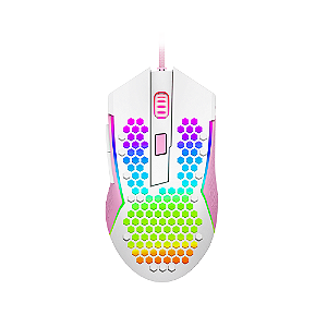 Mouse Gamer Redragon Reaping Elite Lollipop Branco Rosa Rgb