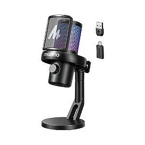 Microfone Wireless Gamer Maono DM40 PRO Com AI Condensador RGB Preto