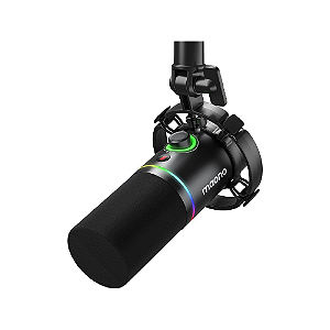 Microfone Maono PD200X RGB Dinâmico Preto USB Tipo-C E XLR com Pop Filter e Shock Mount