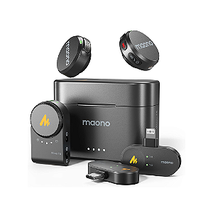 Microfone Lapela Sem Fio Maono Wave T5 Combo Câmera, USB Tipo-C e Lightning