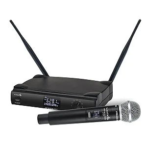 Microfone Profissional sem Fio de Mão Lyco UH-07M com 26 Frequências UHF
