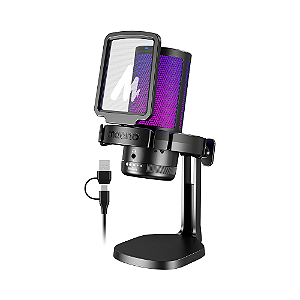 Microfone Gamer Maono USB RGB DGM20 Preto
