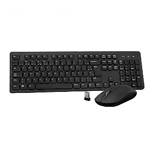 Kit Mouse e Teclado Membrana Akko AKP104 Sem Fio USB 2.4Ghz ABNT2 Preto
