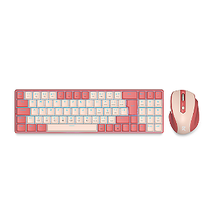Kit Mouse e Teclado Mecânico Sem Fio Redragon Rosa e Creme