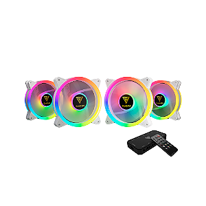 Kit Com 4 Fans Gamdias Aeolus M2 1204r Branco Rgb 120mm