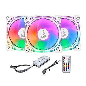 Kit 3 Fans Rise Mode Aura Frost Pro 120mm ARGB Branco