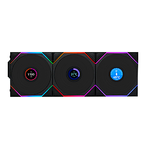 Kit 3 Fans Lian Li Uni Fan TL Wireless LCD 120 ARGB Preto
