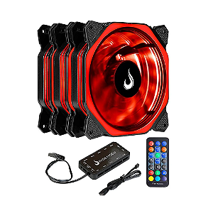 Kit 3 Fans Rise Mode Aura 120mm RGB Com Controlador Preto