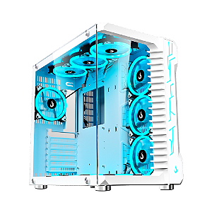 Gabinete Rise Mode Galaxy Glass Mid Tower Lateral e Frontal em Vidro Temperado Branco