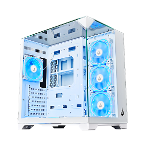 Gabinete Rise Mode Galaxy Full Glass Mid Tower ATX Lateral e Frente em Vidro Temperado Branco