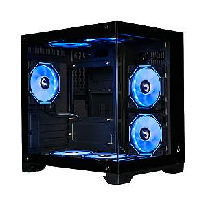 Gabinete Rise Mode Galaxy Glass M Mini M-ATX Lateral e Frontal em Vidro Temperado Preto