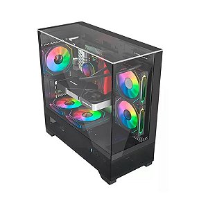 Gabinete Liketec Gamer Mahal Dark Preto com Kit Fan Cubo Disign