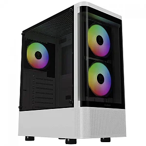 GABINETE GAMER TALOS E3 BRANCO COM 3 FAN