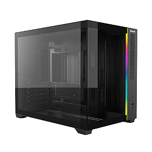 Gabinete Gamer Redragon Wideload Mini Lite RGB Sem Fans Preto