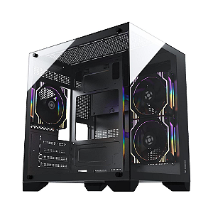 Gabinete Gamer Fortrek Clarity Preto Lateral Vidro Micro-ATX e Mini-ATX