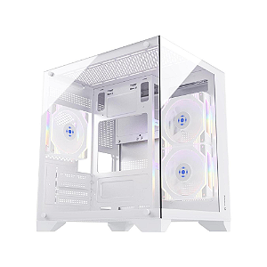 Gabinete Gamer Fortrek Clarity Branco Lateral Vidro