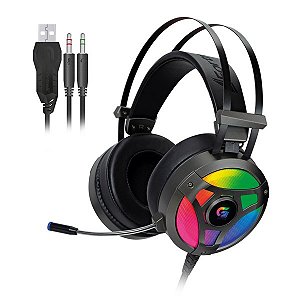 Fone Headset Gamer Fortrek H1 PRO RGB Cinza - Plug P2 + USB