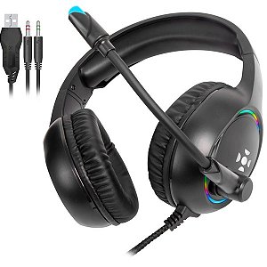 Fone Headset Gamer Fortrek Holt P2 + USB RGB Preto