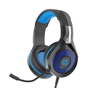 Fone de Ouvido Headset Gamer HP DHE-8010 Preto e Azul - Plug P2 3.5mm + USB