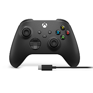 Controle Sem Fio Xbox Series S X e PC Carbon Black + Cabo USB C