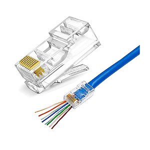 Conector RJ45 Macho Cat6 Fios passante (UNIDADE)