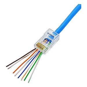 Conector RJ45 Macho Cat.5E Passante (UNIDADE)