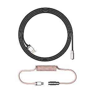 Cabo Para Teclado Enrolado Akko Aviator Black And Pink