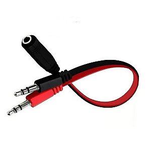 Cabo Adaptador Entrada P2 Femea para 2 Saidas P2 Macho