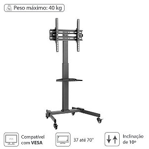 Suporte Rack Para Tvs de 37-70" Até 35Kg com Bandeja - Sr150