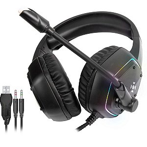 Fone Headset Gamer Fortrek Blackfire P2 + USB RGB Preto