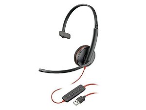 Fone de Ouvido Headset Plantronics Mono-auricular Poly Blackwire C3210 - Plug USB