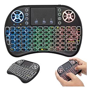 Mini Teclado Sem Fio USB + Bluetooth Touchpad Com Led Shinka AL-313 Celular/ Pc/ Android/ Tv Smart