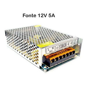 Fonte Chaveada Estabilizada 12V 5A - Ideal para CFTV