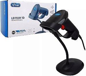 Leitor de Código de Barras Knup KP-1017A+ com Suporte, USB, Preto