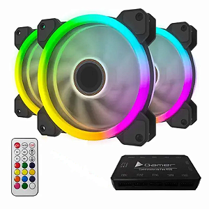 Cooler KIT 120X120 Preto Leds RGB com controle remoto DK-187