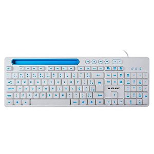 Teclado USB Multimidia Multilaser Office Branco com Apoio para Smartphone TC263