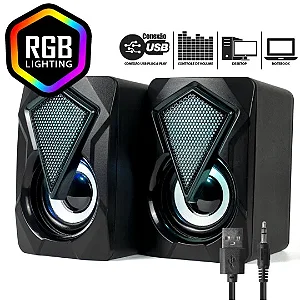 Caixa de Som Gamer 6W Led RGB EXBOM CS-C20