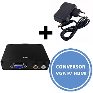 Adaptador de Video Hdmi Femea x VGA Femea + Audio com Fonte